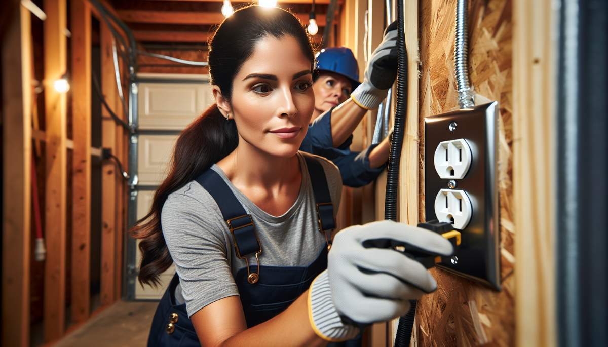 Licensed electrician installing a 240V NEMA 14-50 outlet in an Oregon home