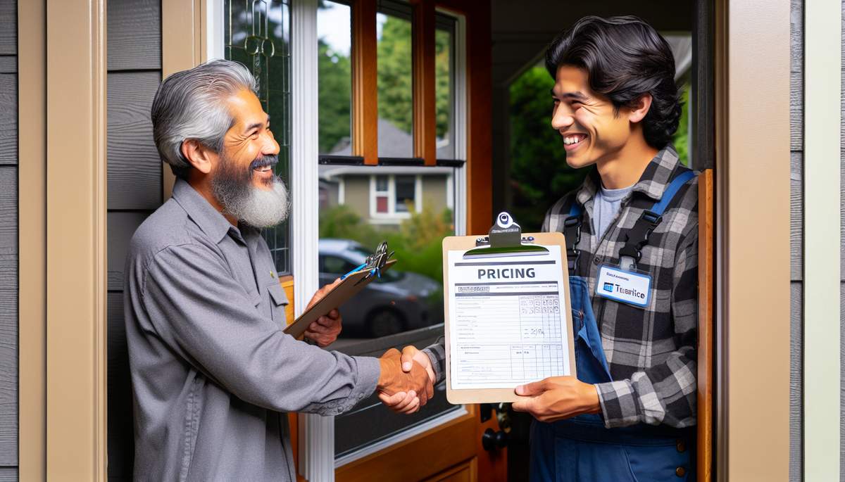 Electrician providing written estimate to Oregon homeowner before starting work