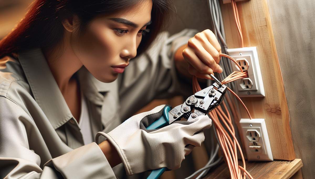 Licensed electrician performing aluminum wiring repair with COPALUM crimps in Oregon home