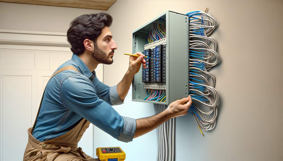 New 200-amp breaker panel with organized wiring installed in Oregon garage