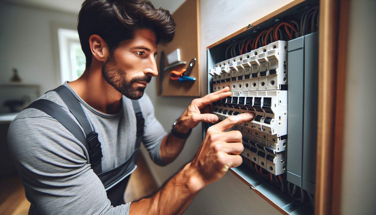 Licensed electrician performing circuit breaker repair in Oregon electrical panel