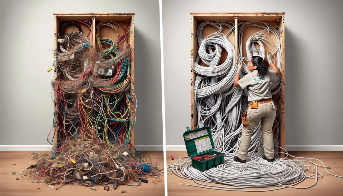 Licensed electrician repairing electrical code violations in Oregon home