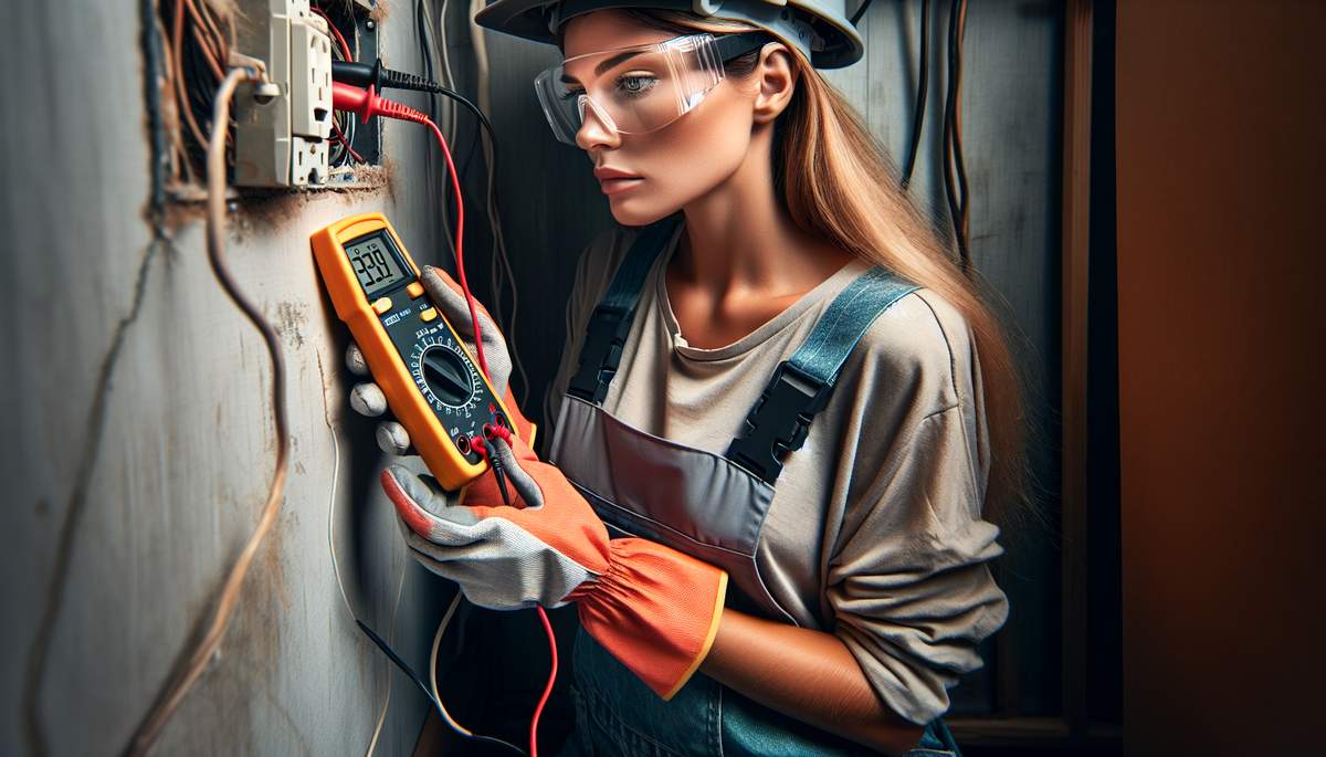 Licensed electrician repairing short circuit with damaged wire insulation in Oregon home