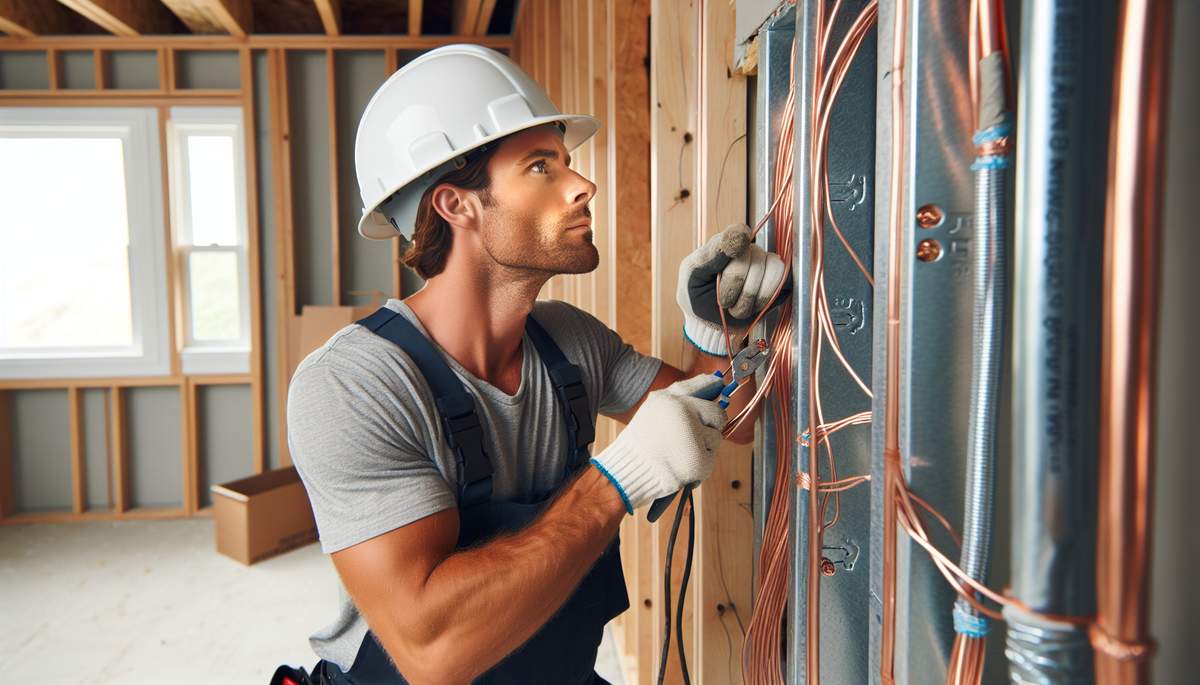 Licensed electrician performing electrical wiring installation in Oregon
