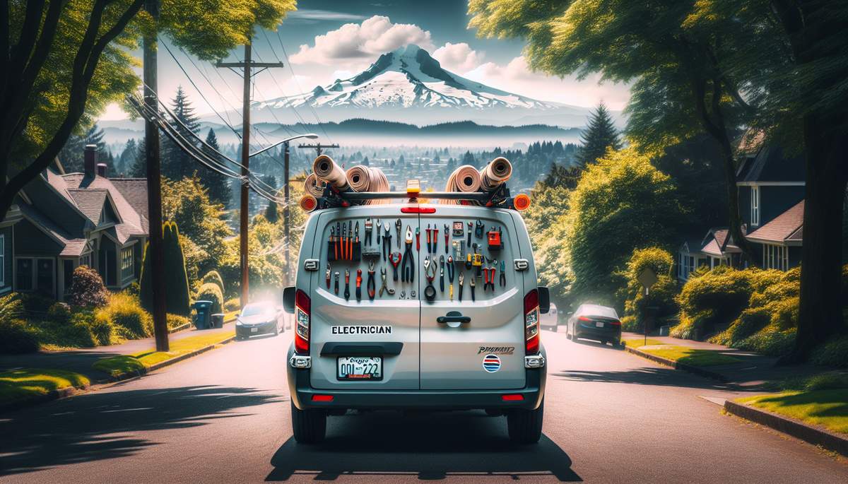 Licensed electrician working in an Oregon neighborhood