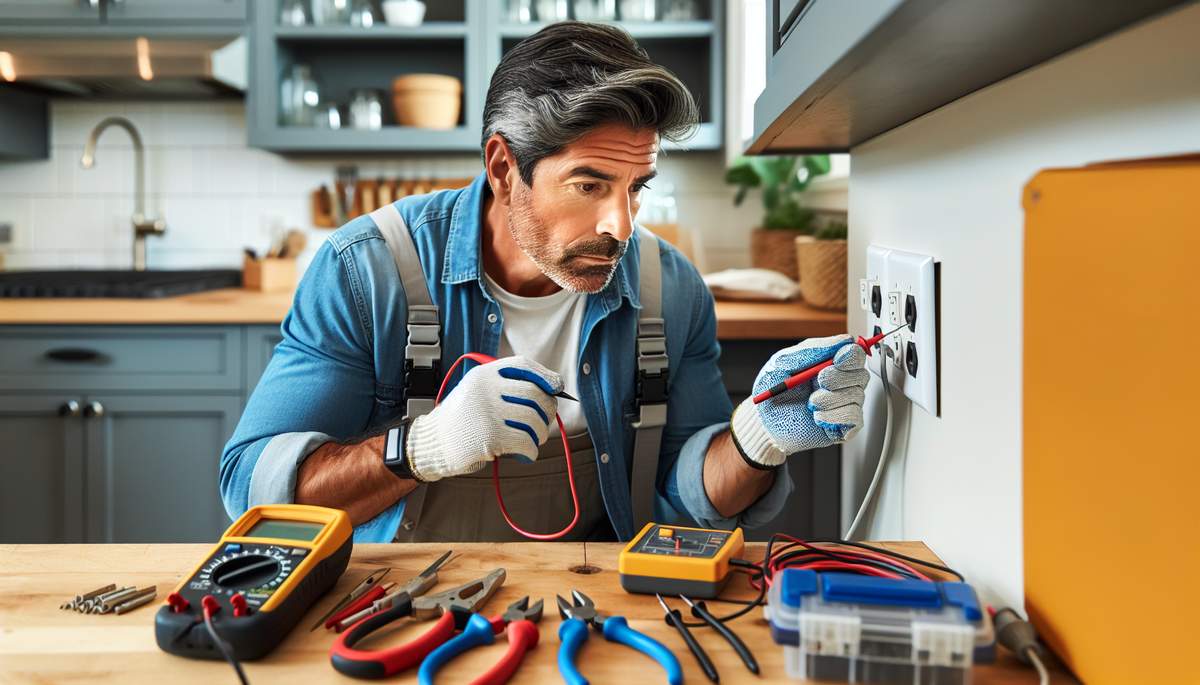 Licensed electrician repairing electrical outlet in Oregon home