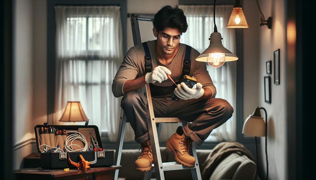 Licensed electrician diagnosing flickering light caused by loose connection in Oregon home