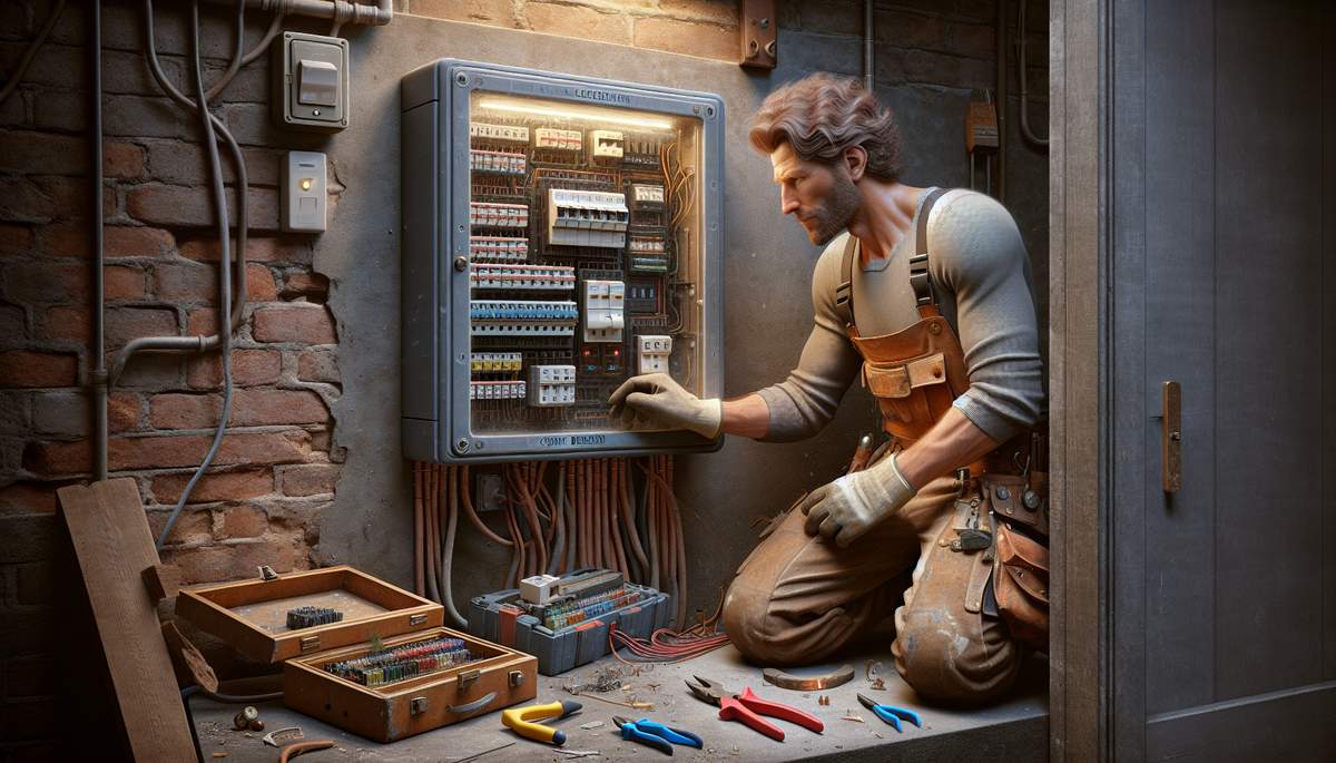 Licensed electrician replacing an outdated fuse box with a modern breaker panel in Oregon