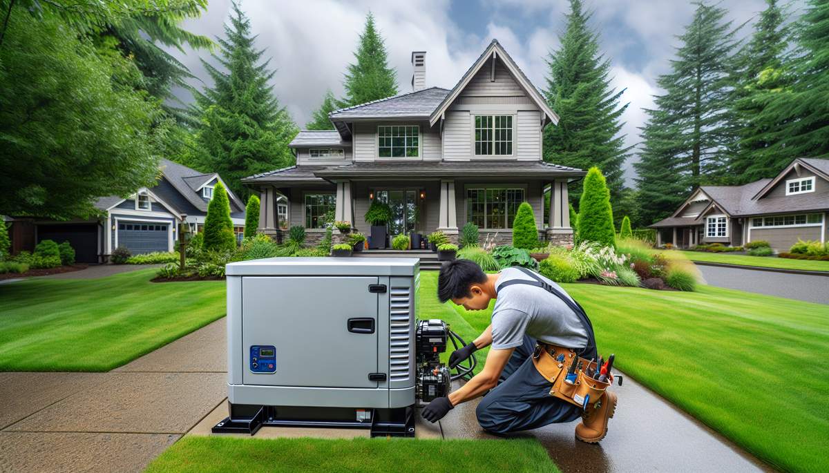 Licensed electrician installing whole house standby generator in Oregon