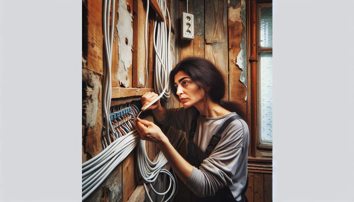 Close-up of ceramic knob insulators and porcelain tube wiring in Oregon attic