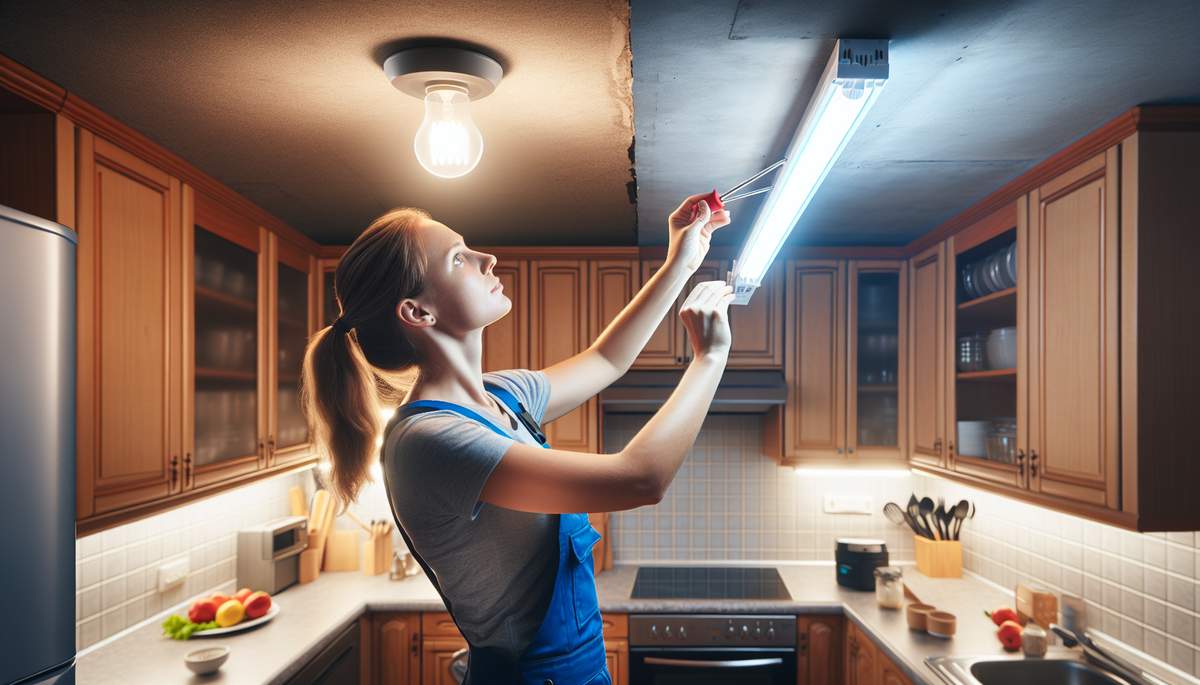 Licensed electrician installing LED lighting in an Oregon home