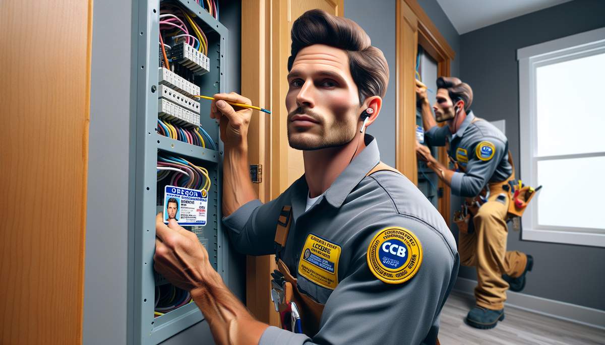 Licensed Oregon electrician reviewing OESC code compliance documentation