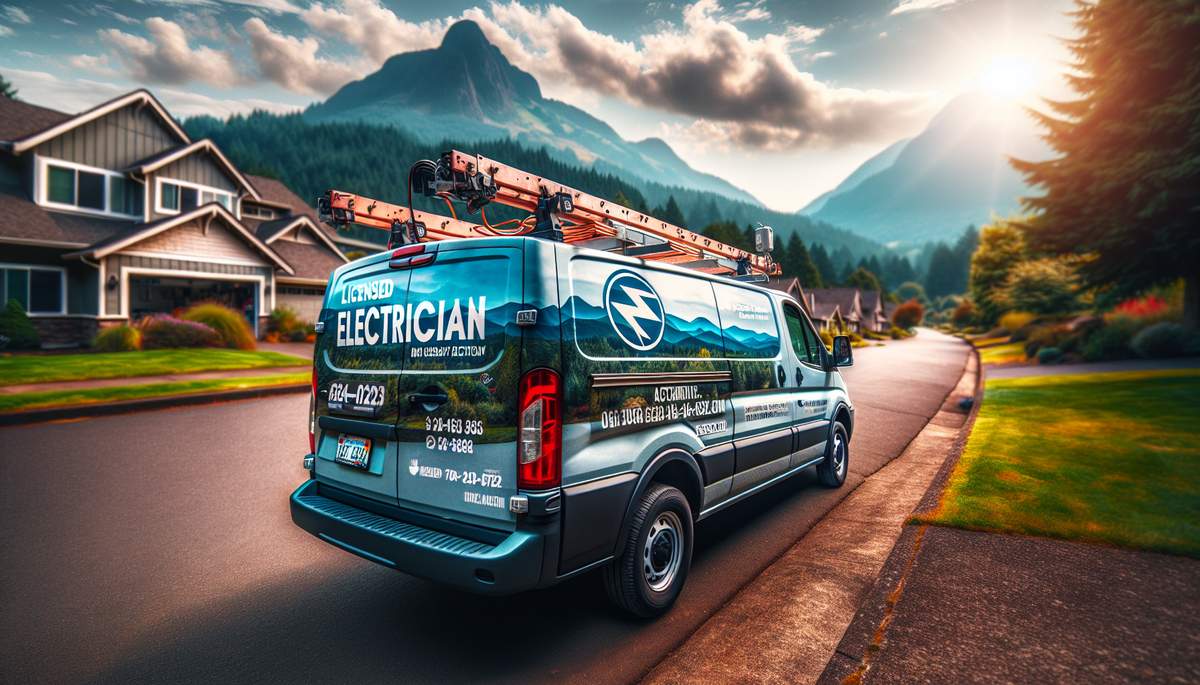 Local Oregon electrician performing residential electrical service in a neighborhood home