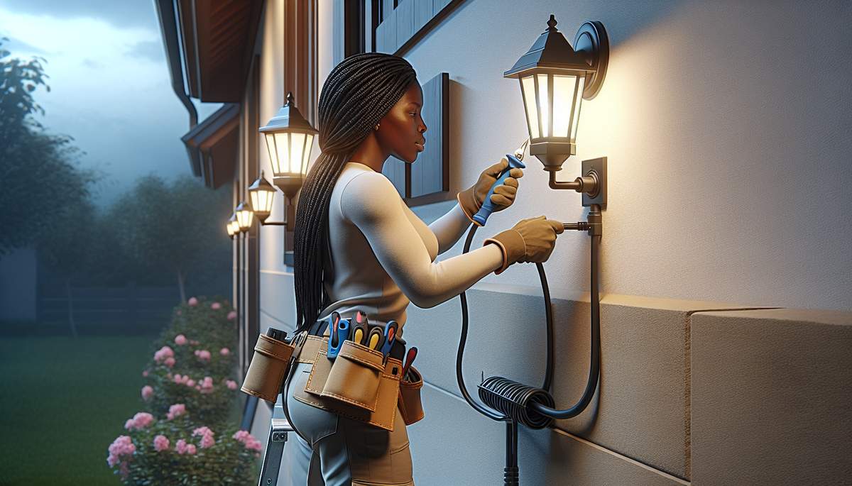 Professional outdoor lighting installation on Oregon home porch and patio