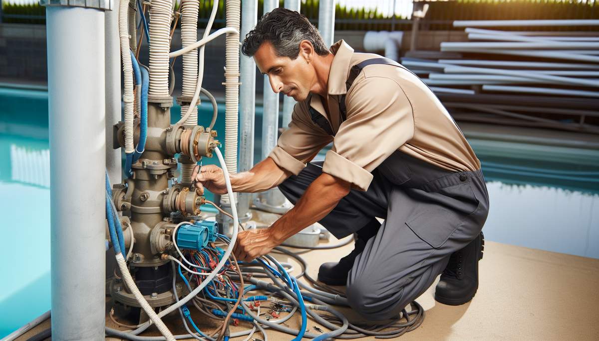Licensed electrician installing pool electrical wiring with GFCI protection in Oregon