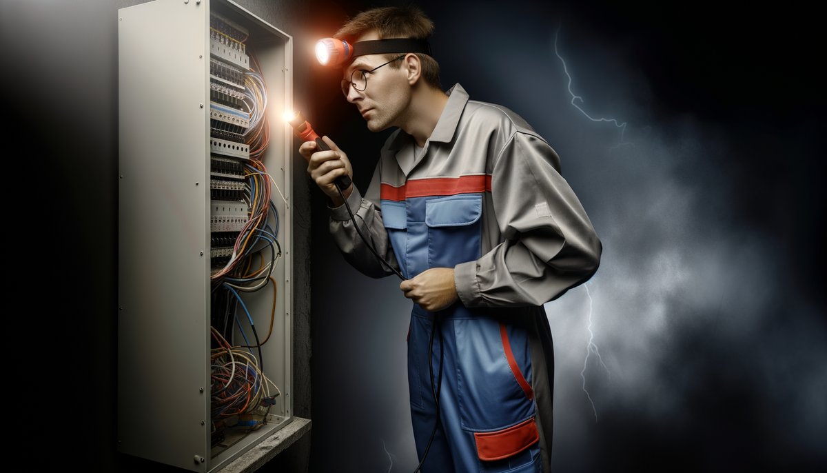 Licensed electrician checking electrical panel in Oregon home