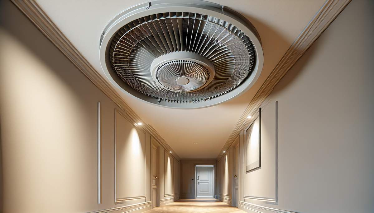 Licensed electrician installing a whole house fan in an Oregon home ceiling