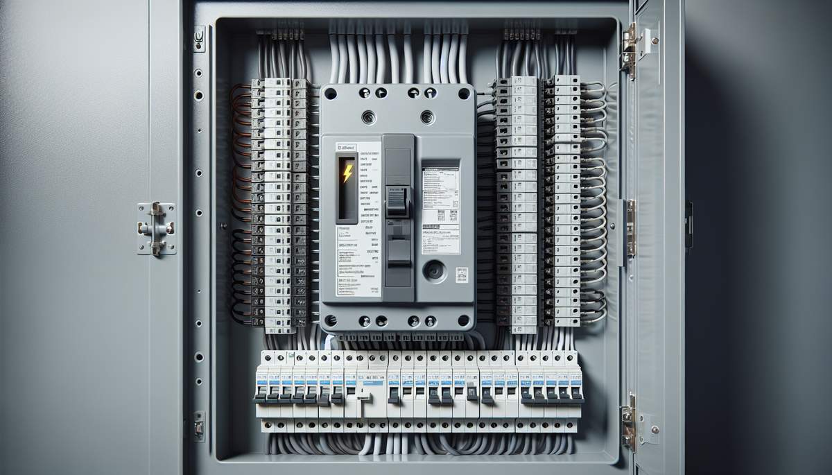 Licensed electrician installing whole house surge protection device at electrical panel in Oregon home